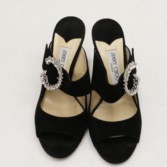 Jimmy Choo Saf 85 Crystal-Embellished Suede Sandals Size 39.5/US 9.5 - Picture 15 of 15